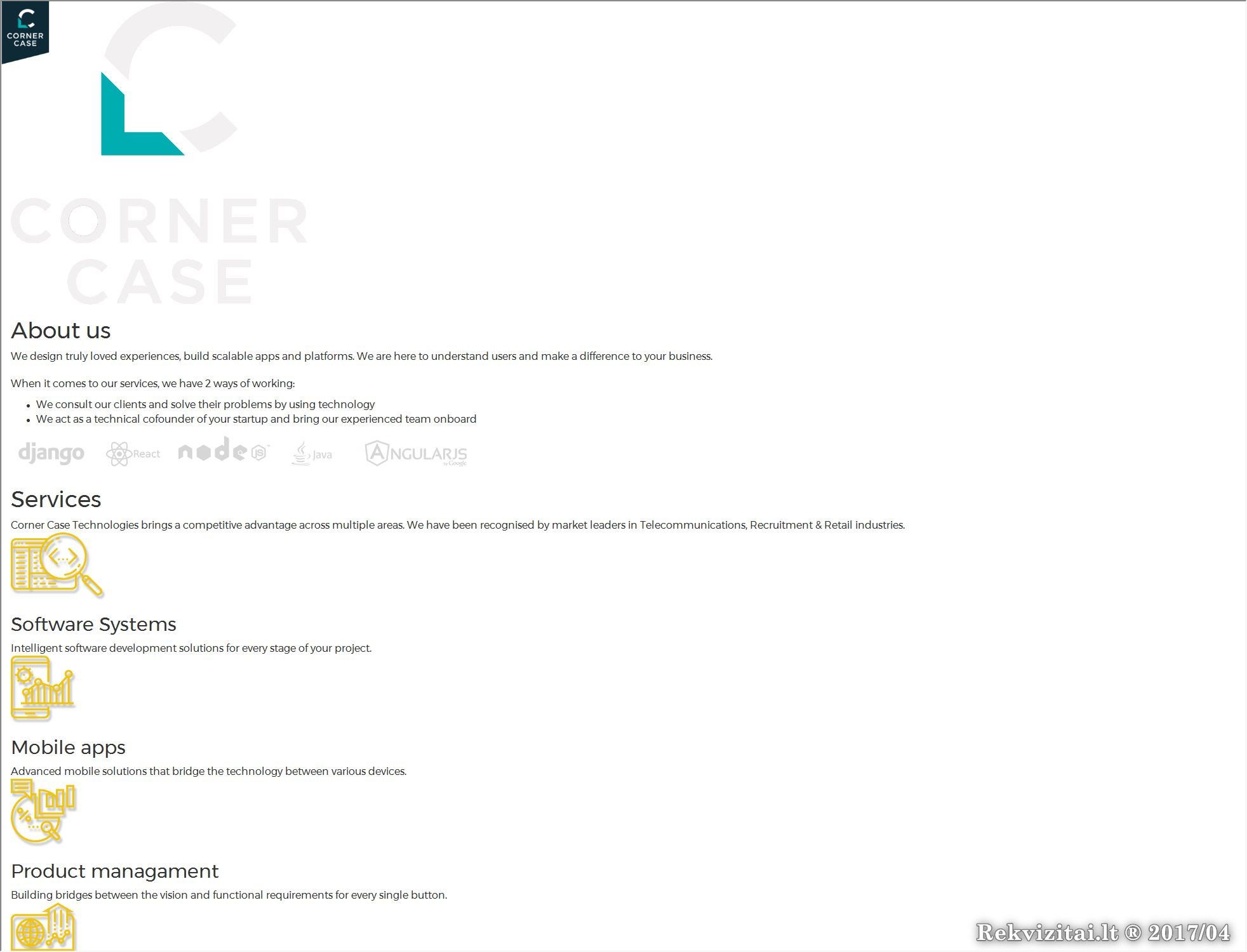 Corner Case Technologies UAB. Rekvizitai.lt
